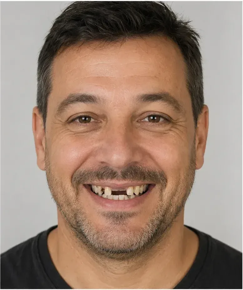 Full mouth restoration in Istanbul — patient smile before treatment