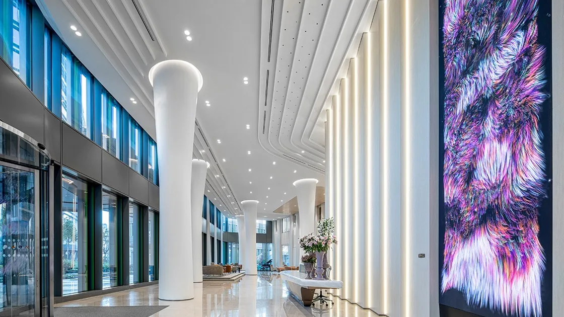 Bright hospital entrance hall