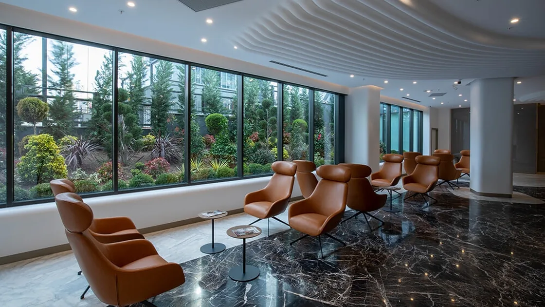 Patient lounge overlooking the garden